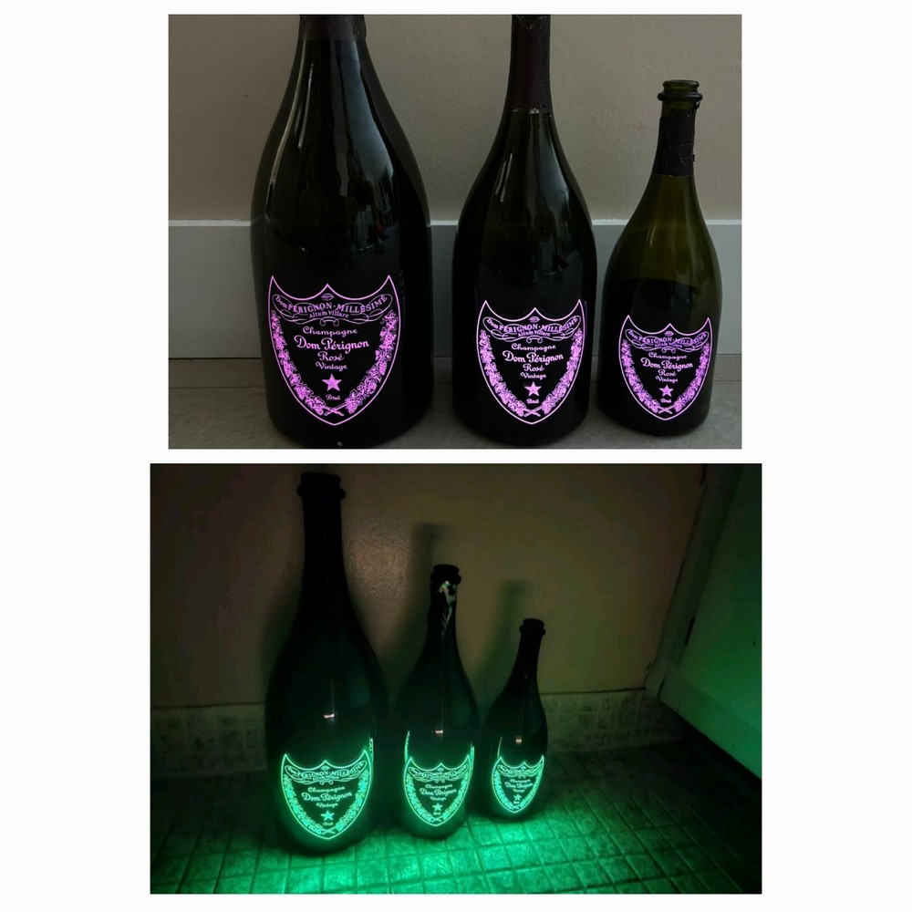 6 EMPTY dom perignon Bottle LUMINOUS 3 DIFERENT SIZE 3LT , 1.5 LT , 750 ML