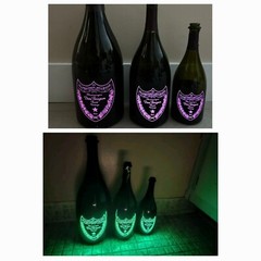 6 EMPTY dom perignon Bottle LUMINOUS 3 DIFERENT SIZE 3LT , 1.5 LT , 750 ML