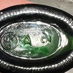 Green fish glass bottle 8in coastal nautical décor beach bar display piece TR8