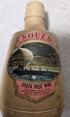 Antique Souza Hand Made Clay Wine Bottle