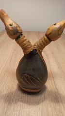 Vintage leather bottle for wine or spirits. Italy. 1980s