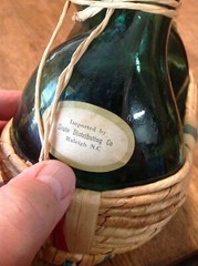 Vintage, Double Wine Bottles (empty), Wicker Wrapped. Unusual! 10&Prime; tall, Italy