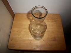Clear Glass Wine Carafe 11.5&Prime; Vtg Paul Masson Since 1852, building on front