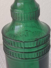 Vintage Decorative Wine Bottle Made in Spain-Raised Design T/Green 12.25&prime; H