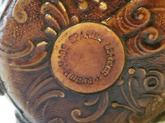 VINTAGE VINO LEATHER COVERED WINE BOTTLE WITH CORK/CHAIN EMPTY