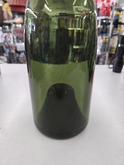Vintage Hand Blown Dark Green Glass Wine Bottle In Good Condition