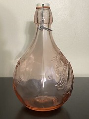 Vintage Pink Casadis Milano JUS DE FRUITS Wire Bail Stopper Wine Decanter 10.5&Prime;