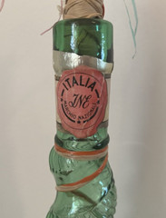Vtg Italian Chianti Spiral Glass Bottle Raffia Stopper Labels 19.5” GUC