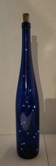 Very Tall 19&Prime; Cobalt Blue Glass Wine Bottle With Fiber Light String Cork