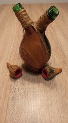 Vintage leather bottle for wine or spirits. Italy. 1980s
