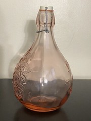 Vintage Pink Casadis Milano JUS DE FRUITS Wire Bail Stopper Wine Decanter 10.5&Prime;
