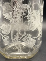 ‘89 Norman Kosarin Paul Masson Vineyards Etched Cherubs/Grapes Glass Wine Carafe