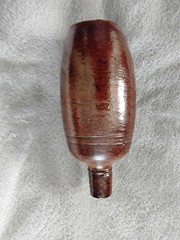 VINTAGE BROWN STONEWARE BOTTLE,PRODUCED IN PORTUGAL BY MAREIA FONSECA PORT WINE,