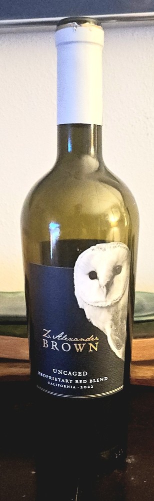 Z. Alexander Brown Uncaged Red Blend EMPTY Red Wine Bottle. With Cork