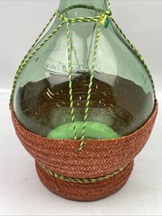 ⭐ Vtg 1971 Chianti Italian Green Glass 47” Wine Bottle Decanter Mid Century ⭐