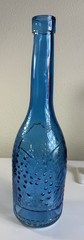 AM Cobalt Blue Glass Wine Bottle with Grapes and Leaves 11.75&Prime; Decorative Art
