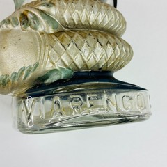 Vintage Viarengo SA Torino Glass Wine Bottle Italy Snake Serpent Dragon Koi Fish