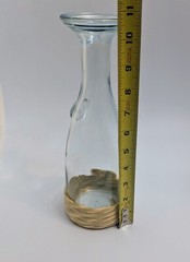 2 Vintage 1L Glass Carafes- Paul Masson & Fleur De Lis Stamp W/Rope Bottom