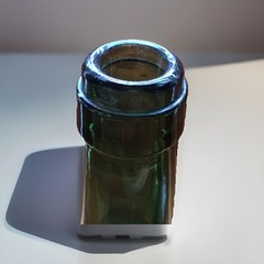 Vintage 8” Emerald Green Glass Champagne Bottles 12oz. Kick-up Bottom Cork Mouth