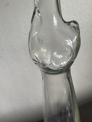 13” Happy Cat Mosell? Clear Wine Bottle Flower Vase Clear EUC No Label