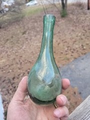 Green Hand Blown Torpedo Wine Bottle Round Bottom 7  » Tall