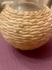 Vintage Red Chianti Wine Decanter Wicker And Glass 11.5” H