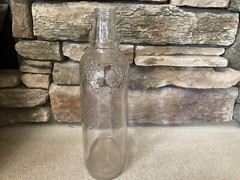 Vintage FAIRVIEW WINE of MAINE Clear Pressed Glass with Grapes 1/2 Gallon Jug