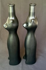 Cat Shaped Empty Wine Bottle 13&Prime; Tall Black Rheinhessen Riesling Glass Germany 2