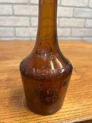 Antique Benedictine Wine Bottle Amber Brown Embossed Glass Bottle