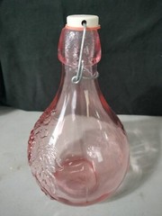 Vintage 10&Prime; Italian Jus De Fruits Pink Glass Bottle Casadis Milano wine juice
