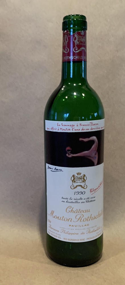 Vintage Wine Bottle Empty Chateau Mouton Rothschild 1990