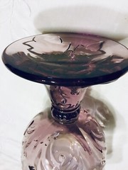 STUNNING Vintage SAINT LOUIS France Crystal Clear Purple Wine Decanter Carafe