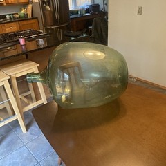 Vintage Demijohn WineCarboy Huge Green Glass Bottle 25.5&Prime; Tall 17.5&Prime; Wide