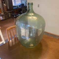 Vintage Demijohn WineCarboy Huge Green Glass Bottle 25.5&Prime; Tall 17.5&Prime; Wide