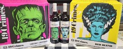 19 Crimes, 2 Universal Monster Empty Wine Bottles Frankenstein Bride Glows Dark