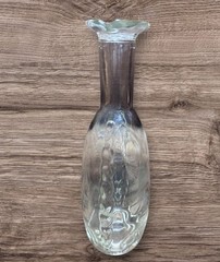 Vtg Clear Wine Liquor Glass Bottle Between 1935-1964 ? 11” Tall Ribbed Sides