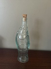 Italian Fish Shaped Wine Bottle Clear Aqua Tint Glass