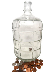 Vintage Heavy Glass Jug Gar For Wine, Penney&rsquo;s 11 inches tall seals with a cork.