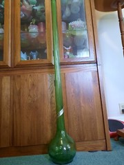 Very Old Huge GREEN MAZZONI WINE BOTTLE ITALIAN GLASS 44 INCHES TALL EUC