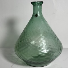 Vintage Italian Glass Green Wine Bottle Decanter SEE PICTURES MADE IN ITALY