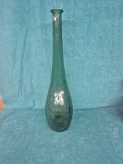 Vintage Green Glass Guildcraft Italy Embossed Honeycomb Bottle