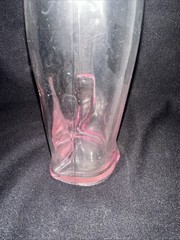 13” Happy Cat Mosell? Pink Gradient Wine Bottle Flower Vase Clear EUC No Label