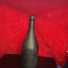 Green Dark Glass Wine Bottle w/ Embossed Base Markings « E 9 L Y »