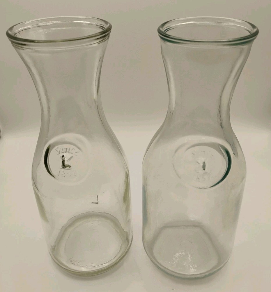 VTG Paul Masson Since 1852 Clear Glass Wine Carafe Bottles, Containers Lot Of 2