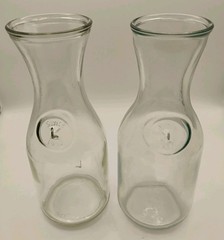 VTG Paul Masson Since 1852 Clear Glass Wine Carafe Bottles, Containers Lot Of 2