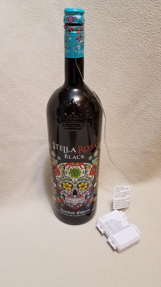 Stella Rosa Black, Empty Bottle With Lights Inside- Halloween Decoration