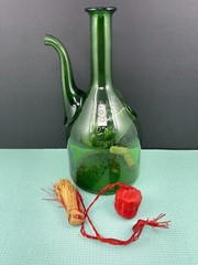 Triumph Racing Team Inscribed Green Blown Glass Ice Chilled Vintage Wine Bottle
