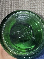 CHIANTI Vintage Italian Cevin Cut Green Glass Italian Wine Bottle.