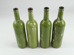 4pc Decorative Hand Painted Glass Wine Bottles Vases Pink Flowers And Grapes