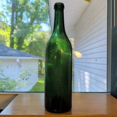 Antique 1910s Teal Green Menthe Wine Champagne Bottle Made In Italy ABM Large